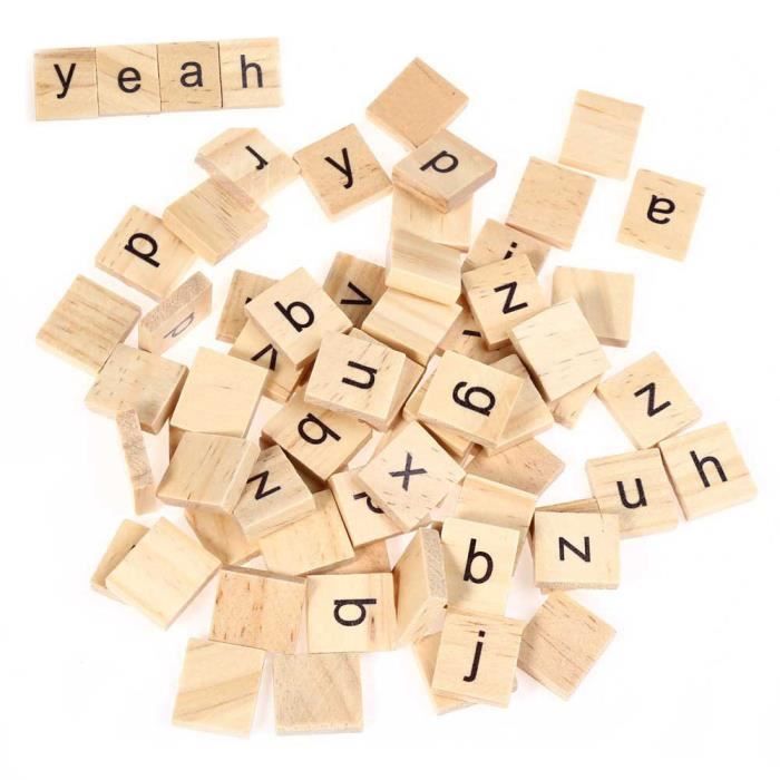 100pcs en bois Alphabet Scrabble Carreaux noir lettres /& numéros enfants Bois jouet Q