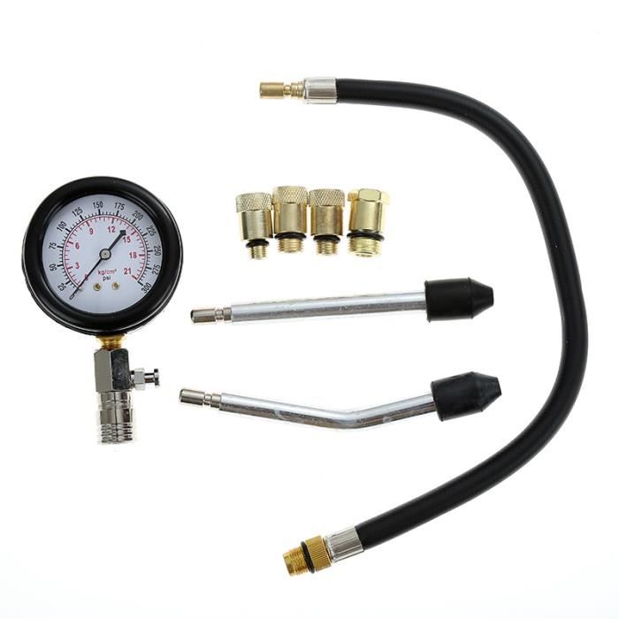eROOSI Testeur de Compression Compressiometre Moteur Testeur de Compression pour Moto Coffret de Compressiomètre Moteur Essence Outil de Diagnostic de Manomètre avec Boîtier Auto 