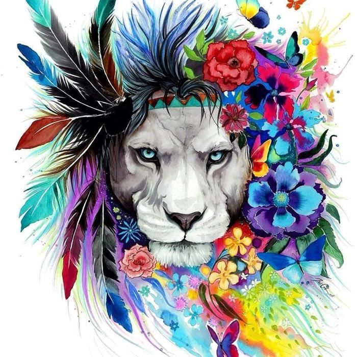 ParNarZar Kit de peinture diamant tête de lion cicatrice 30 x 40 cm pour débutants