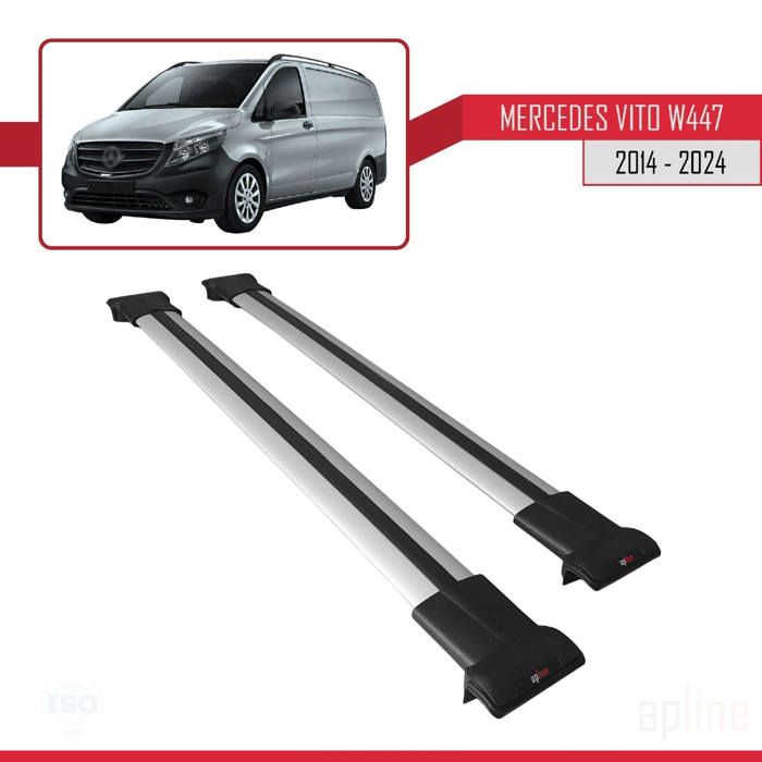 Compatible avec Mercedes Vito (W447) 2014-2024 Barres de Toit FLY Modèle Railing Porte-Bagages de voiture GRIS