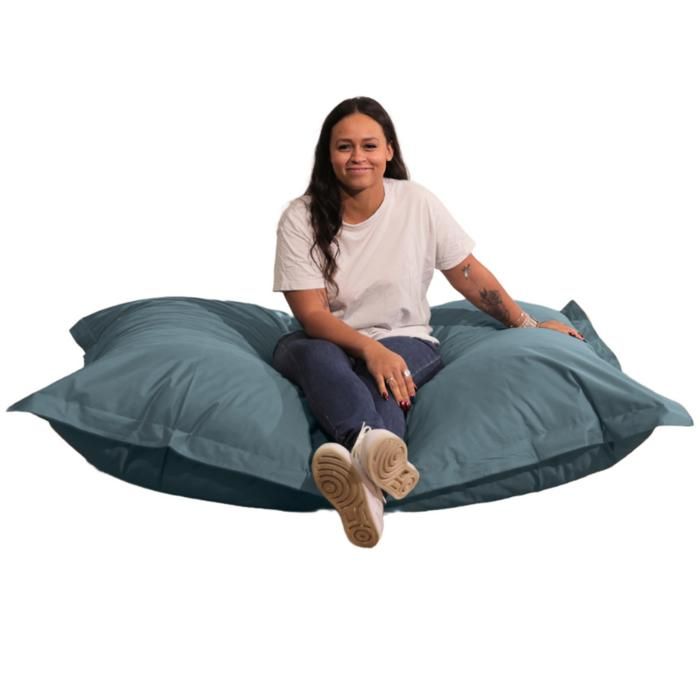 Housse pour Pouf Géant XXL 180x140 Rayure Beige - Déhoussable & Anti-UV (Intérieur / Extérieur)