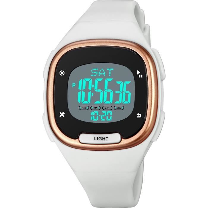 JIN-Montre De Sport Montre-bracelet Numérique LCD étanche Multifonction étanche Portable (noir