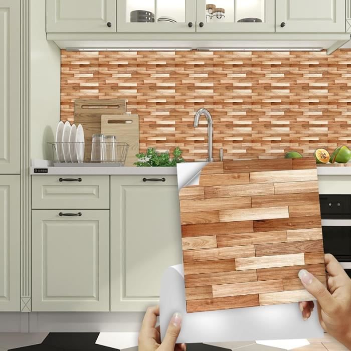 Dalle Pvc Adhesive Murale 15X15 Bois Stickers Cuisine Stickers Muraux