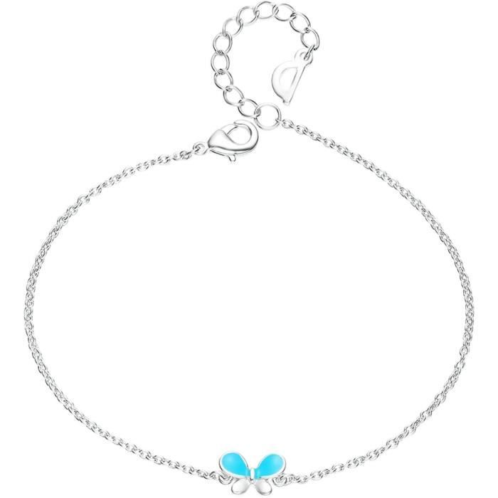 Bracelet Femme Fantaisie Plaqu Or With Charm Bleu Enamel Papillon