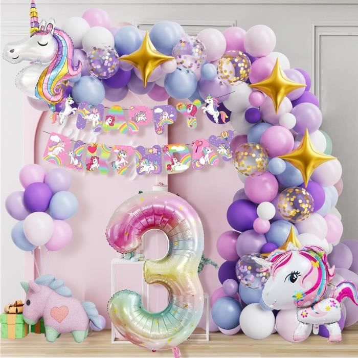 Decoration Anniversaire Licorne 3 Ans Deco Anniversaire Fille Decoration Anniversaire Enfant Ballon 3 Ans Ballon Cdiscount Maison