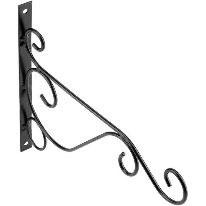 Support De Pot De Fleurs Suspendu HEMOTON - Avec Base Et Crochet Noir, Durable - Pour Intérieur Et Extérieur