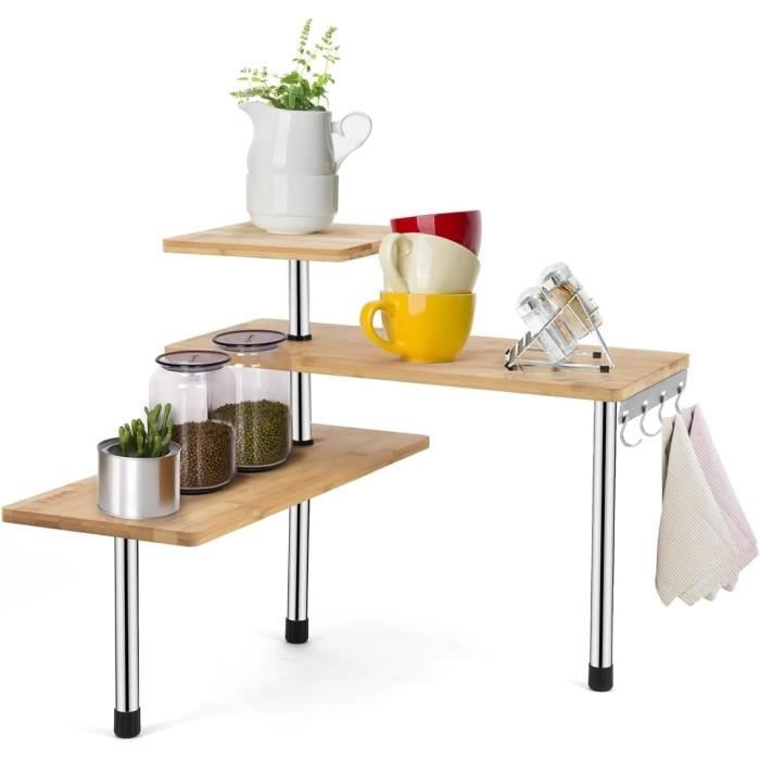 Étagère D'angle 3 Niveaux En Acacia Massif - Meuble De Rangement Design Et Tendance Pour Salon Ou Chambre - 10