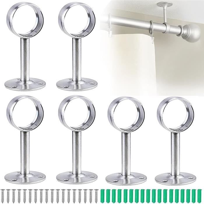 Tringle à Rideaux 2 Voies - 19 Mm, Aspect Inox, Fixation Plafond/mur, Longueur Réglable