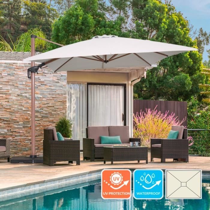 Parasol Déporté SONGMICS 270x270 Cm - Gris Tourterelle, Pivotant 360°, Inclinable, UPF 50+