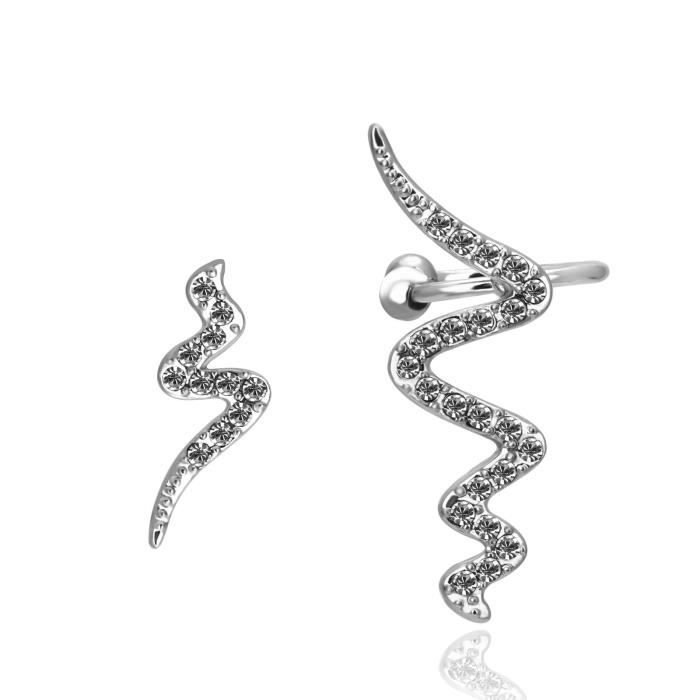 Faux Piercing Oreille Ear Cuff JeweBella - Or/Argent, Réglable Sans Perçage | Plaqué Or 14K