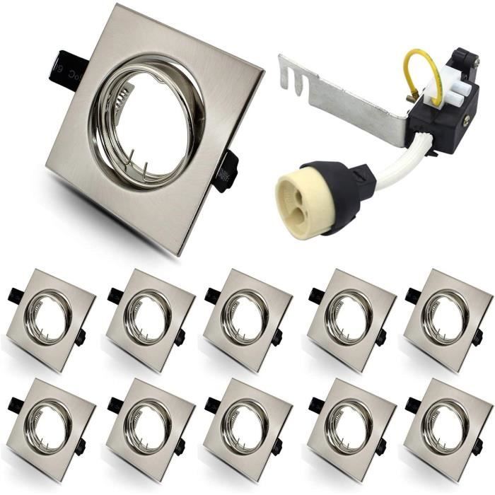Lot de 50 collerettes supports encastrables aluminium orientables spot LED rond alu brossé
