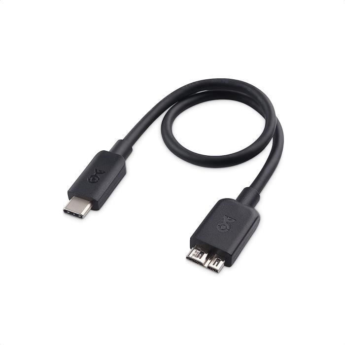 Cable Disque Dur Externe USB C 0,3 m(Cable USB c Micro B USB 3.0 - Disque  Dur USB C-Micro USB 3) en Noir[1694] - Cdiscount Informatique