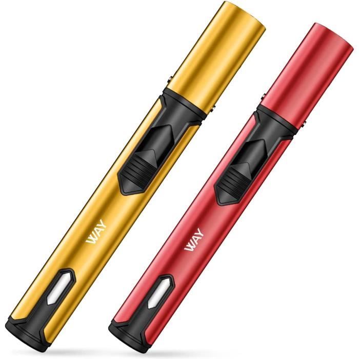 Briquet Tempête MIIVII à Flamme Réglable Rouge – Rechargeable (gaz Non Inclus)