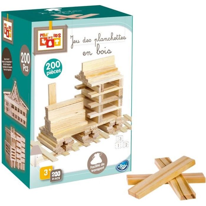 Jeu De Construction De 200 Planchettes En Bois Cdiscount Jeux Jouets