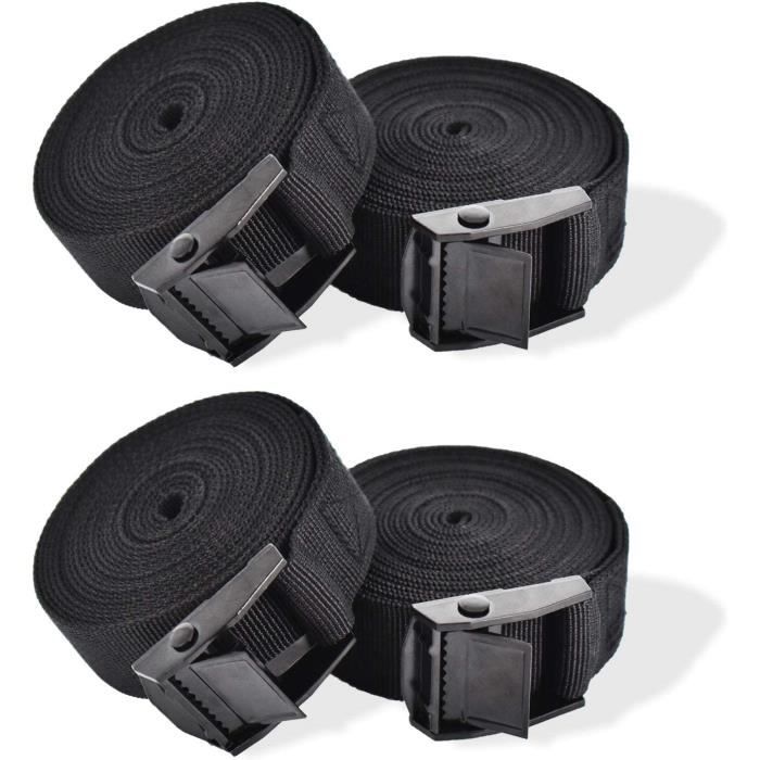 4PCS Sangle d'Arrimage, 2M x 25mm avec Sangle de Serrage Boucle de Serrage, pour Moto, Voiture