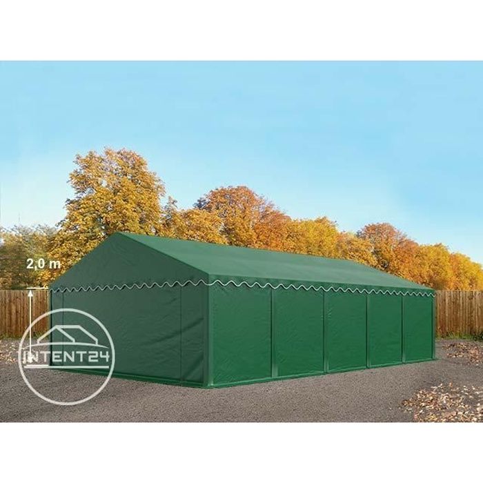 Tente de stockage TOOLPORT 5x10 m en PVC 500g/m², H. 2 m, vert foncé