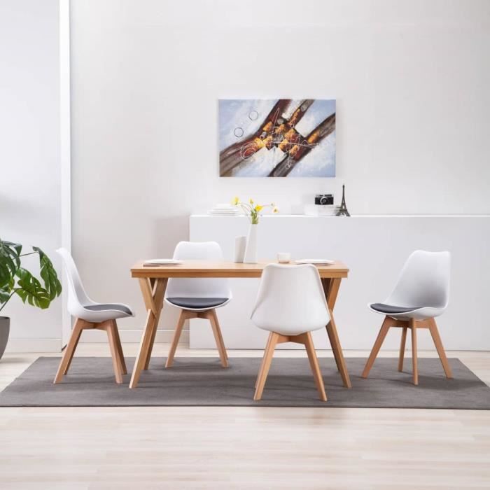 lot de 4 chaises pivotantes de salle a manger jardin fauteuil scandinave contemporain bureau blanc et noir similicuir achat vente chaise cdiscount