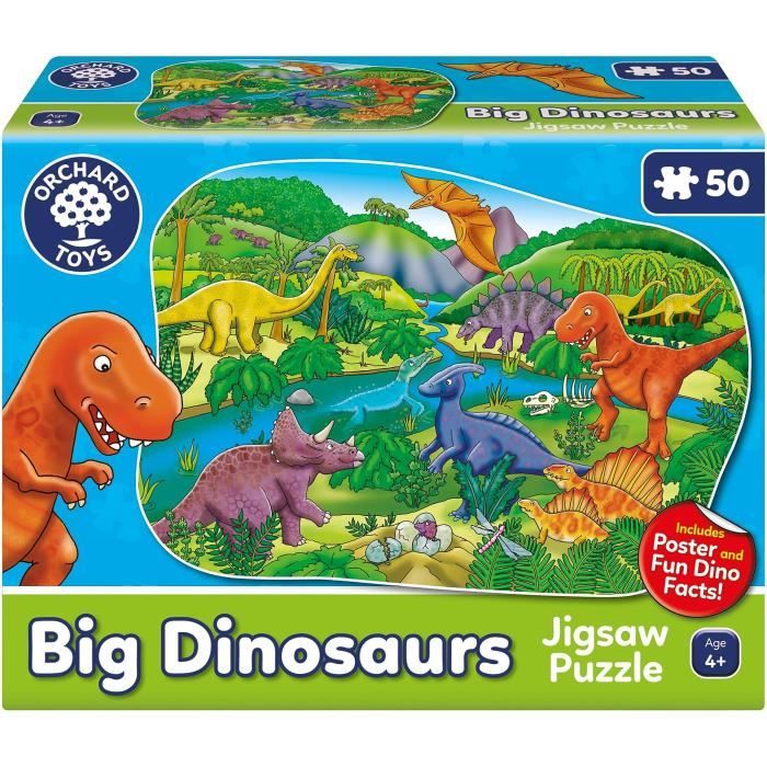 Puzzle Les dinosaures - ORCHARD - 50 pièces - Développe la coordination et les compétences observati