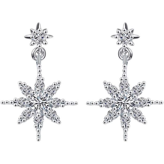 Boucles D'oreilles Goutte Flocon De Neige En Cristal NOLAN MILLER - Argenté - Clip (occasion)