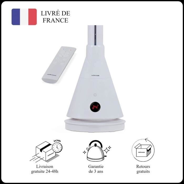 Ventilateur colonne Mellerware Air Power! 50W Rotatif Silencieux 9 vitesses Inox et plastique Blanc - Mellerware