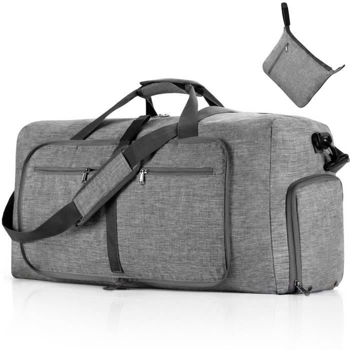 Sac de voyage pliable pour homme et femme, 115 L, grand sac de nuit avec compartiment à chaussures,sac de sport-gris
