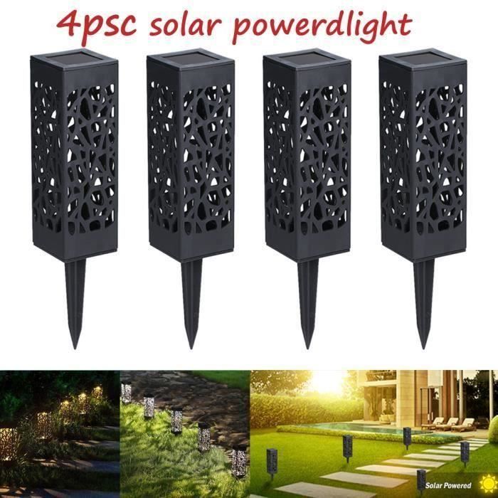 4pcs Led Lampe Energie Solaire Decoration Exterieur Jardin Pelouse Borne Creuse Eclairage Lumiere Chaude 6x6x28 5cm Ip44 Etanche Achat Vente 4pcs Led Lampe Energie Solaire Cdiscount