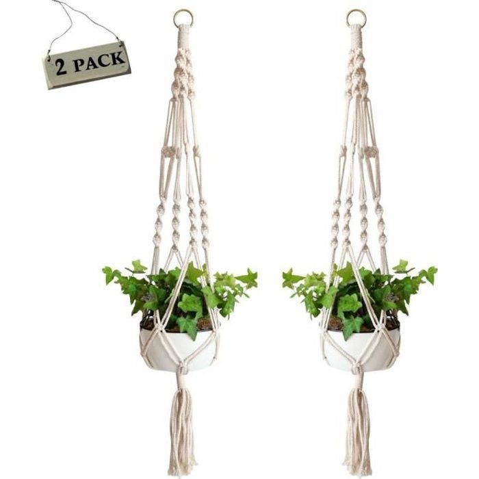 Suspension de Pot de Plante 2 pièces Cintres pour Pot de Fleurs avec Macramé Decoration Porte Plantes Décoration du Jardin