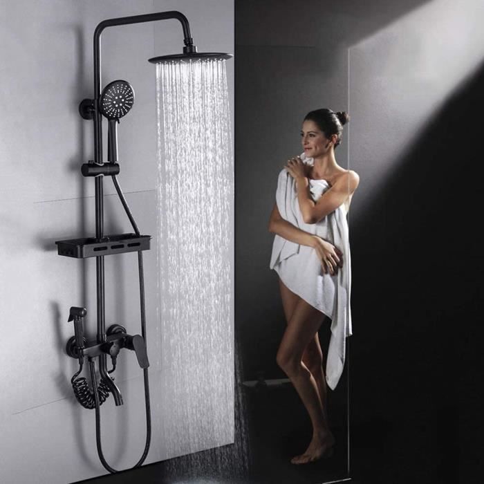 deux couleurs Noir 708 Aluminium Blanc Pommeau Panneau colonne de douche 