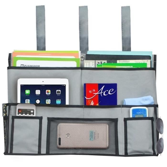 Kanrichu Lot De 2 Sacs De Rangement à Suspendre Avec Poches Pour Lit Superposé Et Lits D'hôpital, Loft Et Dortoir, Chaise, Rails De Lit (sac De Chevet, Boule De Riz