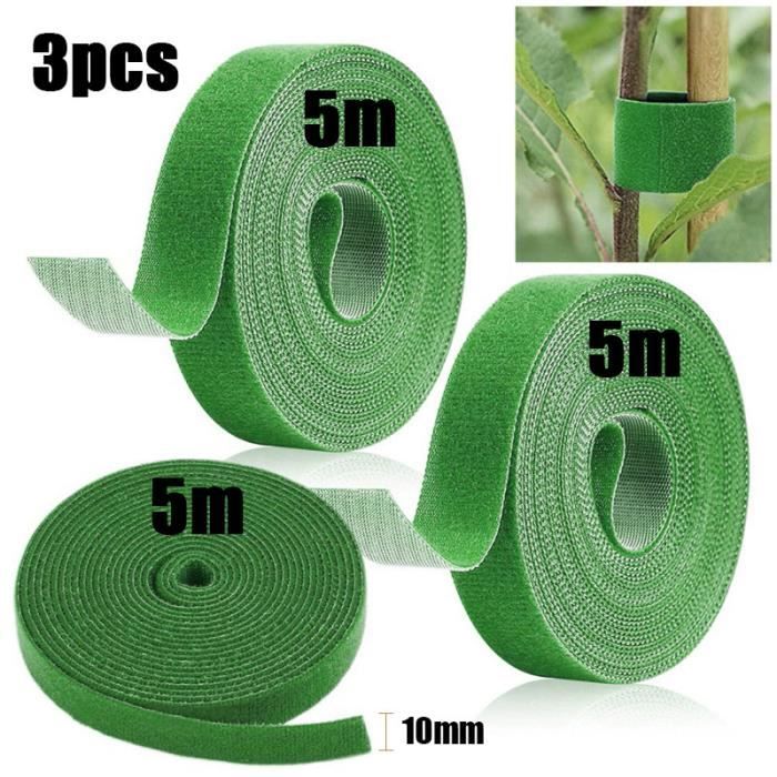 Bande Velcro De Jardin 12 Mm X 7,6 M - Pour Attacher Tomates, Fleurs, Tuteurs - Vert Discret - Réutilisable Et Résistante Aux Intempéries - 7