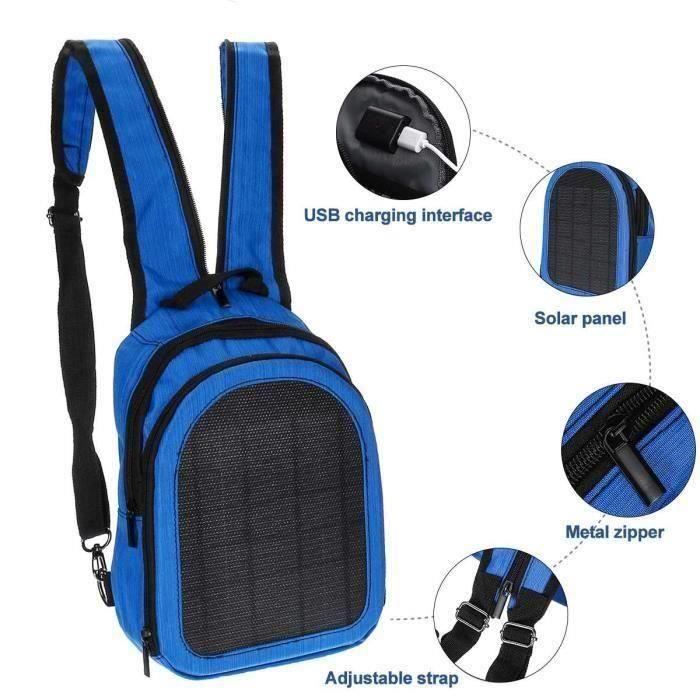 Sacs a Dos a Panneau Solaire 5W 5V Sacs d ordinateur Portable Chargeur USB pour Telephone Tablettes Bleu L52387 LIJFK32591 Cdiscount