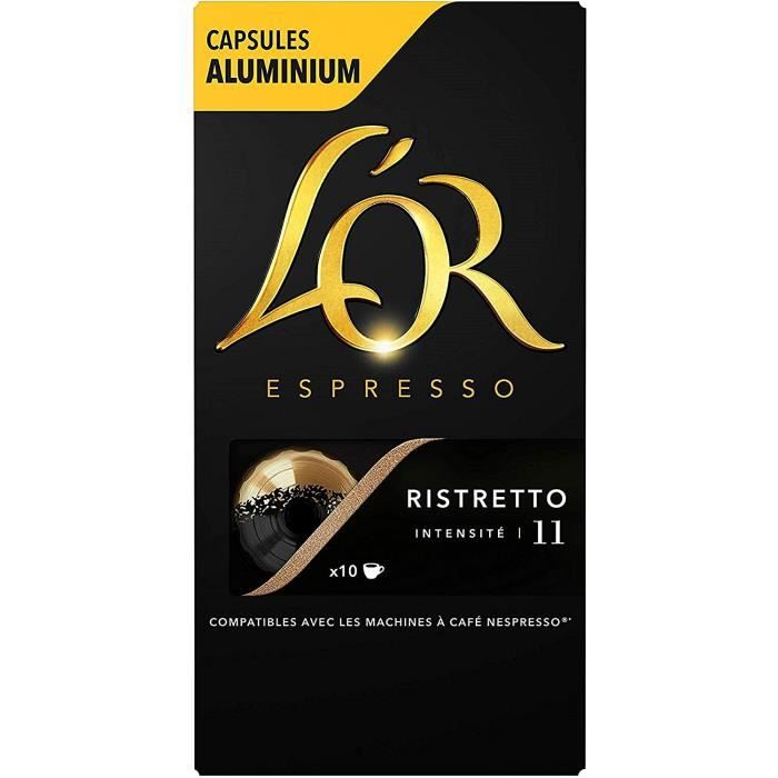 Achat L'OR - CAFE RISTRETTO intensité nº11 - 200 capsules en aluminium  compatibles avec les machines Nespresso (10 boîtes de 20 capsules) en gros