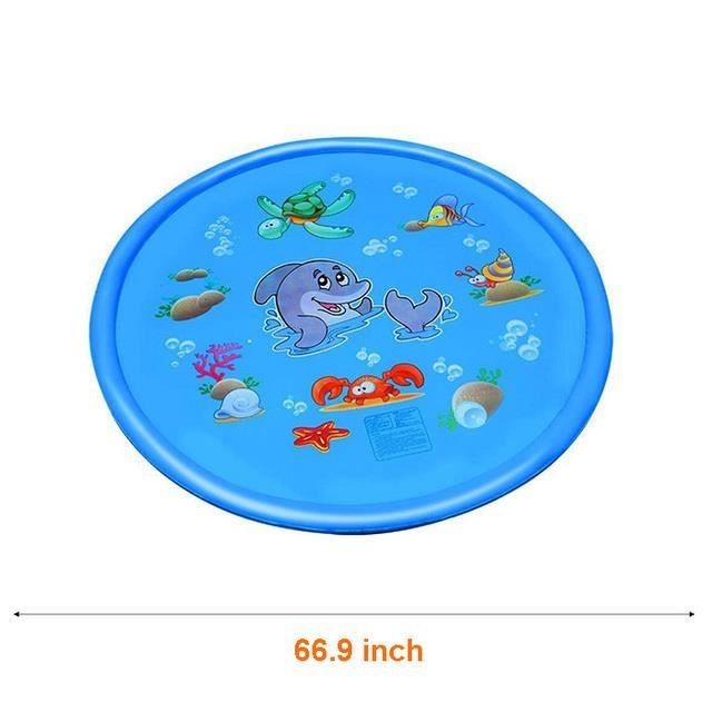 Edmirfun Tapis Eau Requin 170 Cm – Jeu D’Éclaboussures Gonflable – Anti-dérapant – Pour Enfants Et Chiens