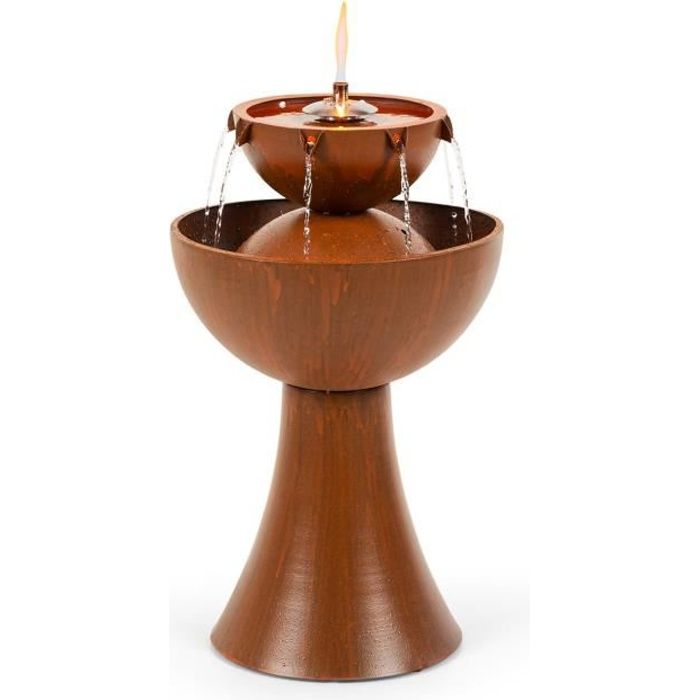 Blumfeldt Hadrian Fontaine de jardin avec lampe à huile en inox - Pompe 8W - Débit 850 litres -heure - Métal galvanisé rouille