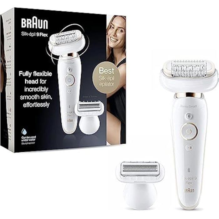 Epilateur Braun Silk épil 9 Épilation Wet & Dry Tête entièrement flexible Peau lisse pendant des semaines