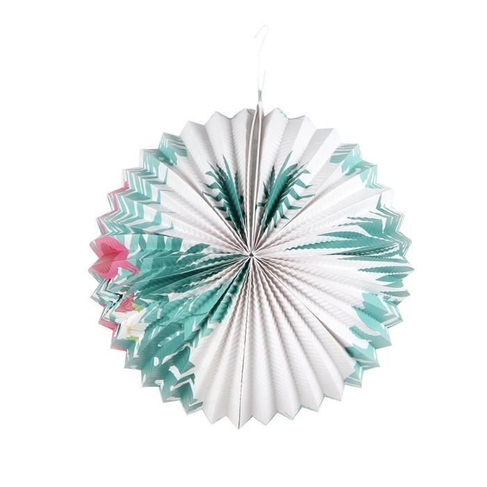 3pcs Papier Lampion Accordeon Mariage Anniversaire Fete D Ete Flamant Feuille De Palmier Lanterne Boule Decoration Suspension Vert Cdiscount Maison