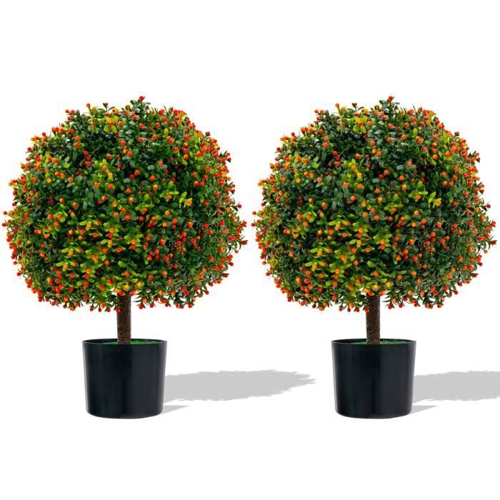 Plante artificielle haute gamme Spécial extérieur - Buis boule artificiel -  Dim : H.67 x D.50 cm - Cdiscount Maison