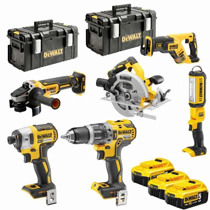 DeWalt Pack de 6 outils 18V XR Li Ion 3x5Ah avec coffret Tough System DCK623P3 - vue 2
