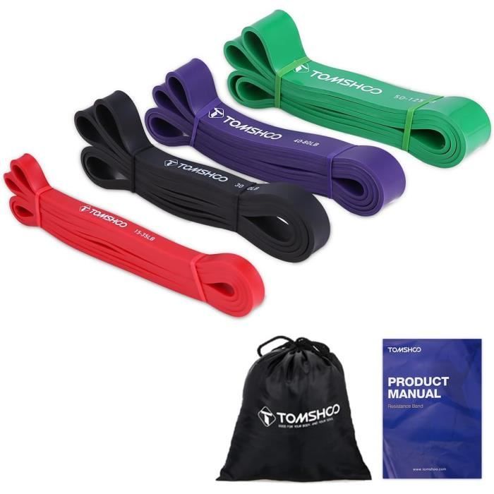 Bandes De Résistance Skelo – 4 Niveaux De 5 à 100 LB, En Latex, Pour Musculation Et Fitness