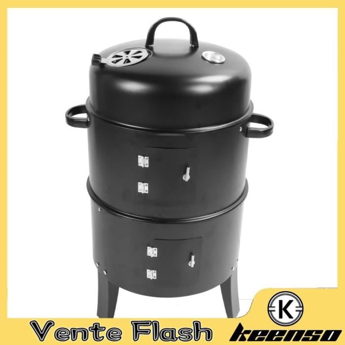 EJ.life fumoir vertical Fumoir à charbon vertical 3 en 1, gril à 3