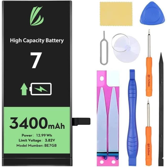 Batterie pour iPhone 7, Batterie au Lithium-ION Haute Capacité 3400mAh avec Outils de Réparation et adhésif