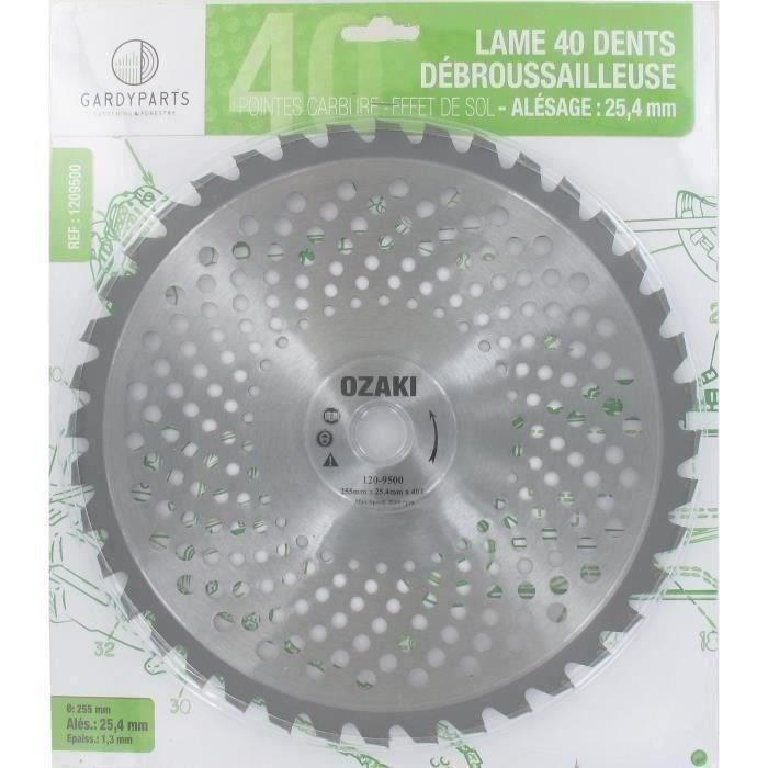 Lame de débroussailleuse 40 dents carbure Ø: 255mm x 25