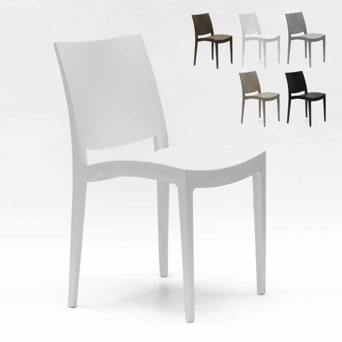 Chaise en polypropylène pour salle à manger bar et restaurant Grand Soleil Trieste, Couleur: Blanc