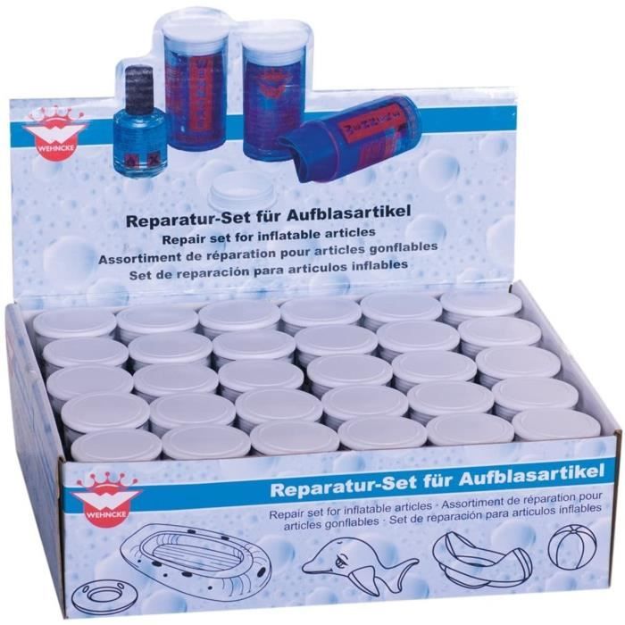 Kit de réparation liners piscine et structures gonflables colle 30 ml et 1 rustine 40 cm2