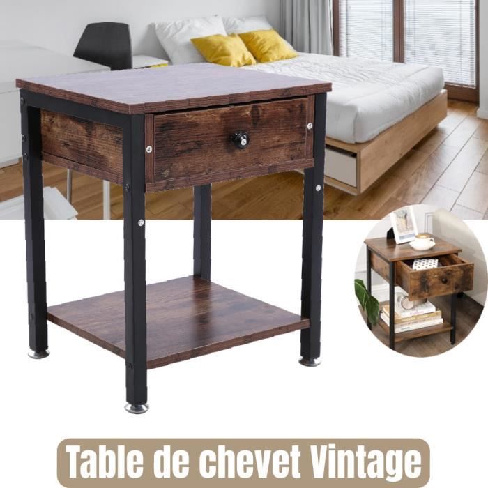 Relaxdays Table De Nuit, Tiroir, HLP 50x39x35 Cm, Meuble D'appoint