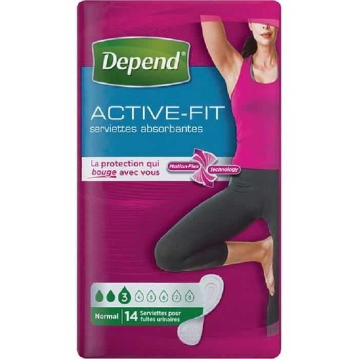 DEPEND ActiveFit Serviettes hygiéniques normal x14 Cdiscount Santé