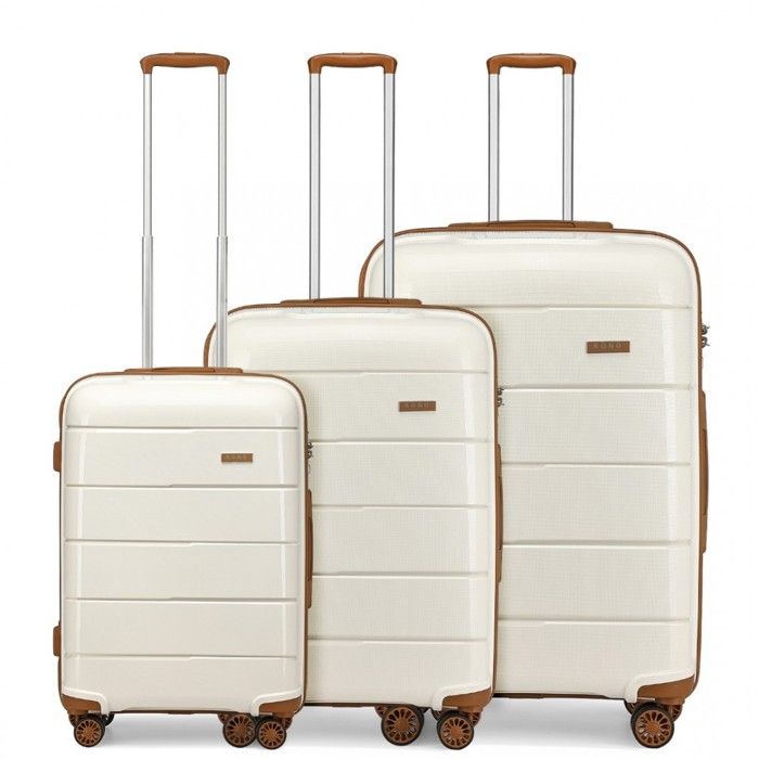 Kono Set de 3 Valises de Voyage à 4 roulettes Valise Cabine Rigide e Ultra  Léger Ensemble de Bagages avec Serrure TSA, Blanc Crème