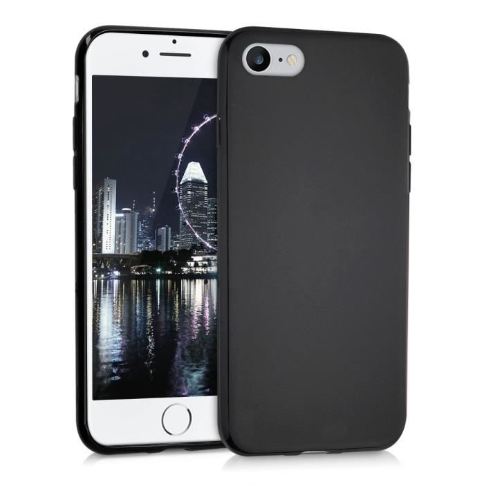 kwmobile Coque Apple iPhone 7 / 8 - Coque pour Apple iPhone 7 / 8 - Housse de téléphone en silicone noir mat