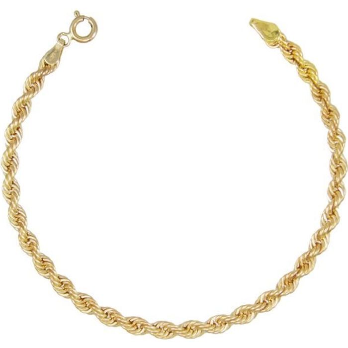 Bracelet - LATELIER DAZUR - Maille Corde - Or Jaune Véritable - 18cm - 0.40cm - 2.20gr Bracelet - LATELIER DAZUR - Maille Corde - Or Jaune Véritable - 18cm - 0.40cm - 2.20gr
