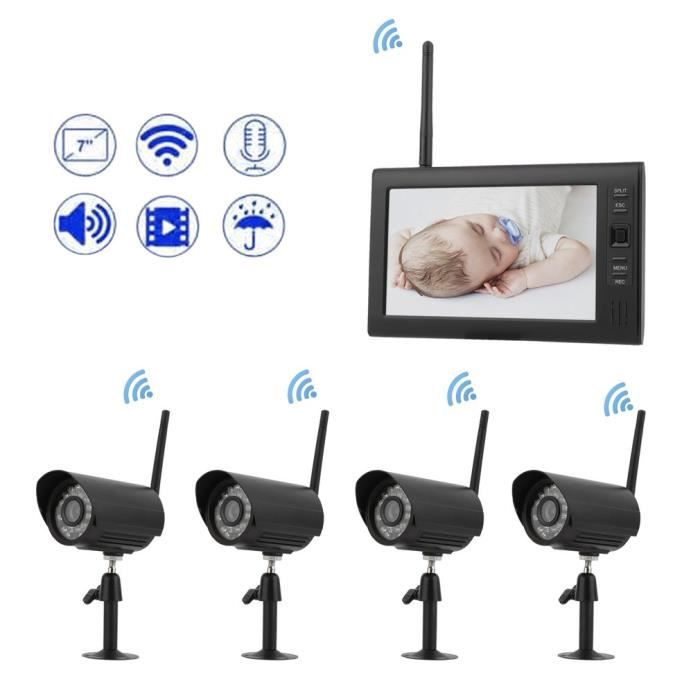 Kit caméra de surveillance sans fil extérieur NVR Moniteur d'écran LCD